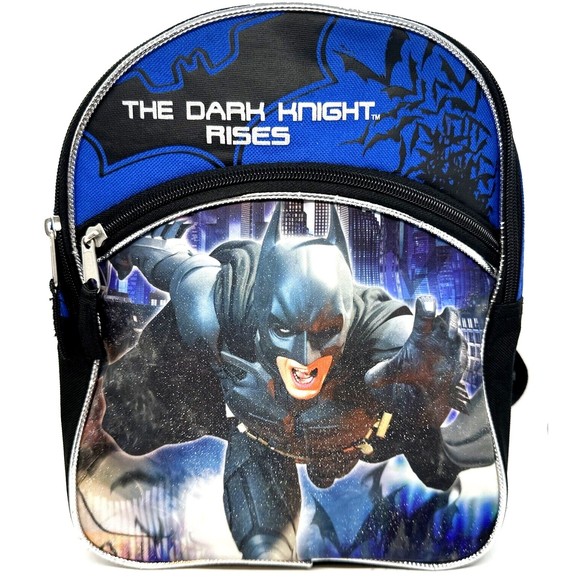 Batman The Dark Knight Rises Blue‎ Book Bag Backpack Lunch Bag Combo 11”x9” - Picture 1 of 9